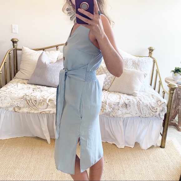 LAST Blue V Neck Summer Breeze Dress - Picture 4 of 6